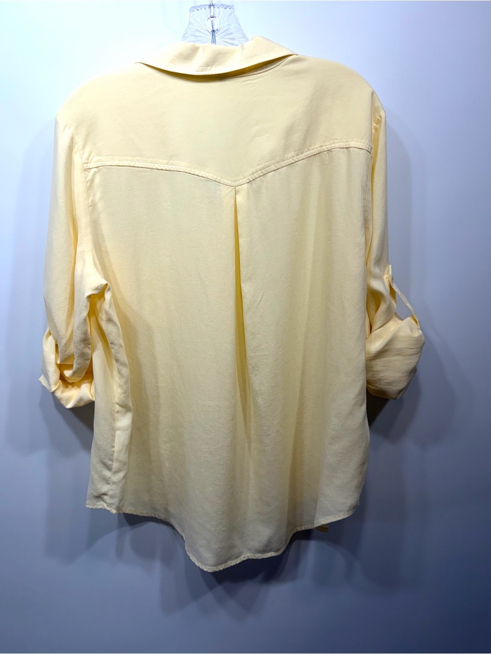 Side Stitch LA 100% Lyocell Button Front Roll Tab Blouse Yellow Size Medium - Picture 4 of 11